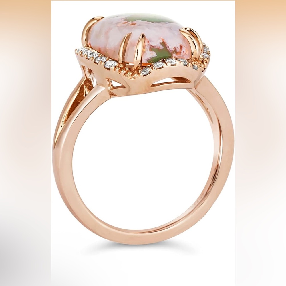 Beautiful 💜NWT ✨LeVian Rose Gold Ring with Green and Pink Stone sz 7 - Picture 7 of 11
